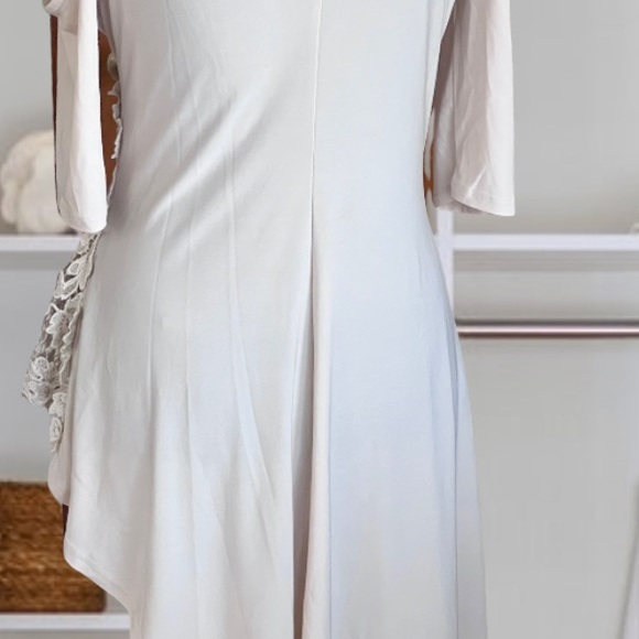 Lace Cream Cold shoulder Top| Venus Spring Blouse| Lace/Gold Flower trimmings S - Picture 9 of 13